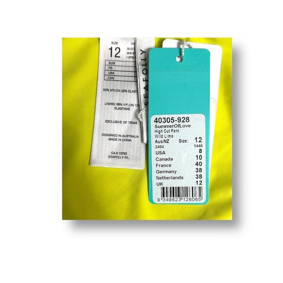 Seafolly US 8 Summer of Love High Cut Bikini Bottom Yellow Floral NWT Swim Pant - Picture 8 of 11